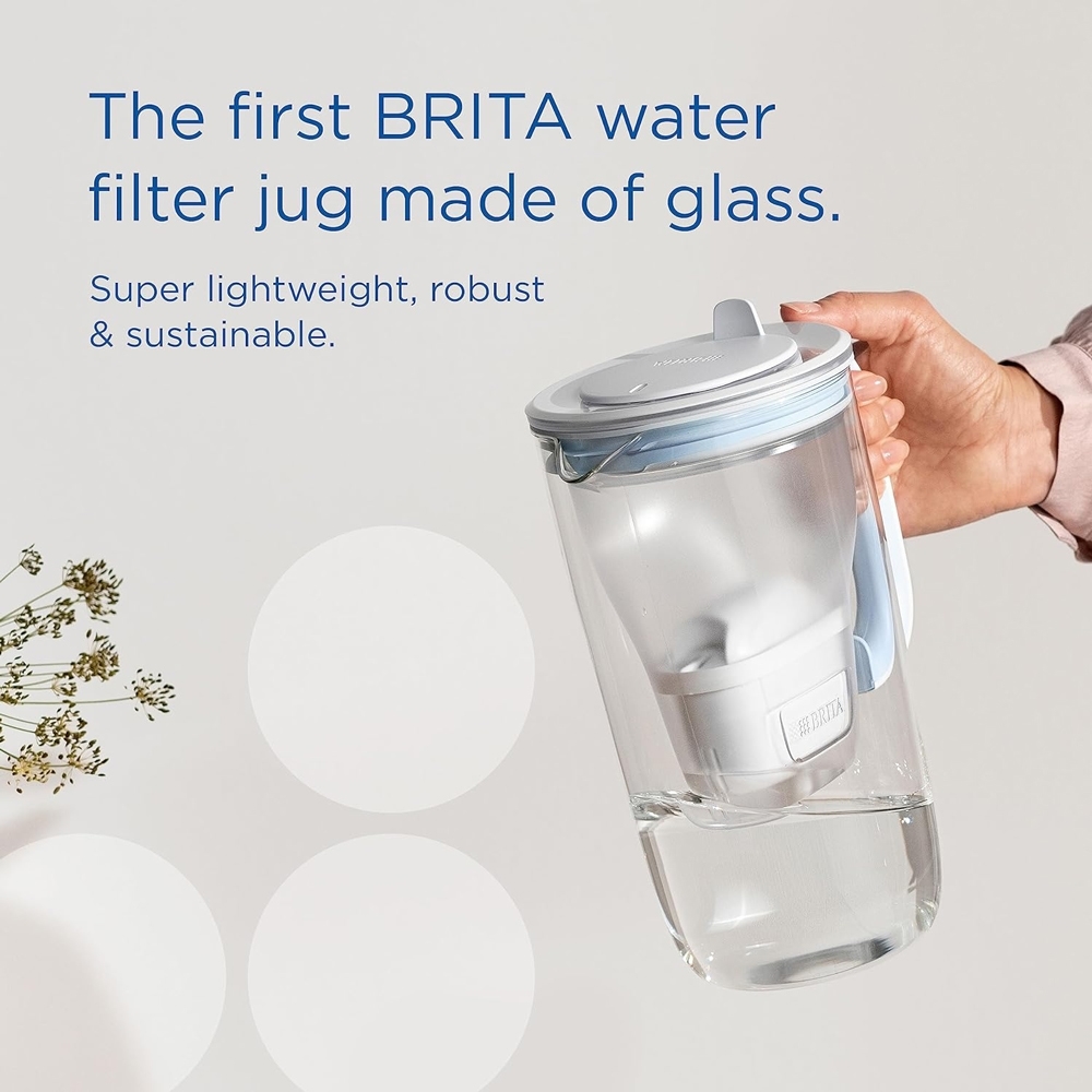 Brita 1050449 Glass Water Filter Jug Light Blue 2.5L