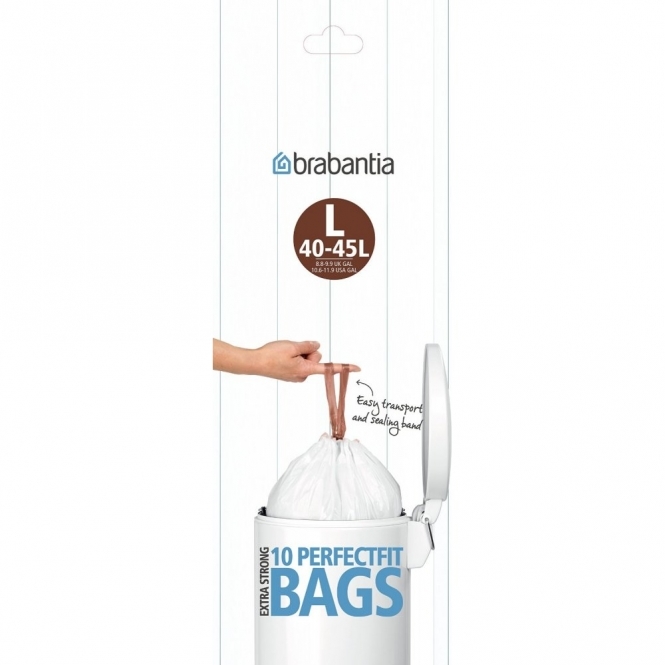 Brabantia 45L (L) Perfect Fit Waste Bags, Pack of 10