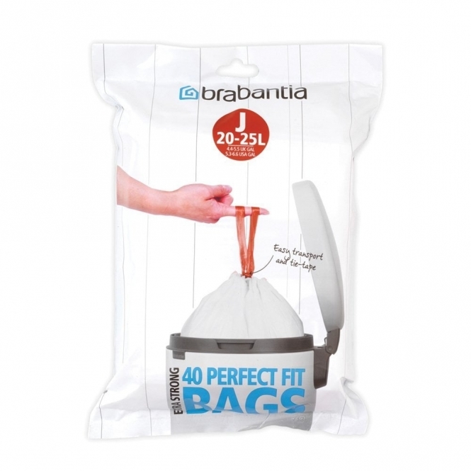 Brabantia 20-25L (J) Perfect Fit Waste Bags, Pack of 40