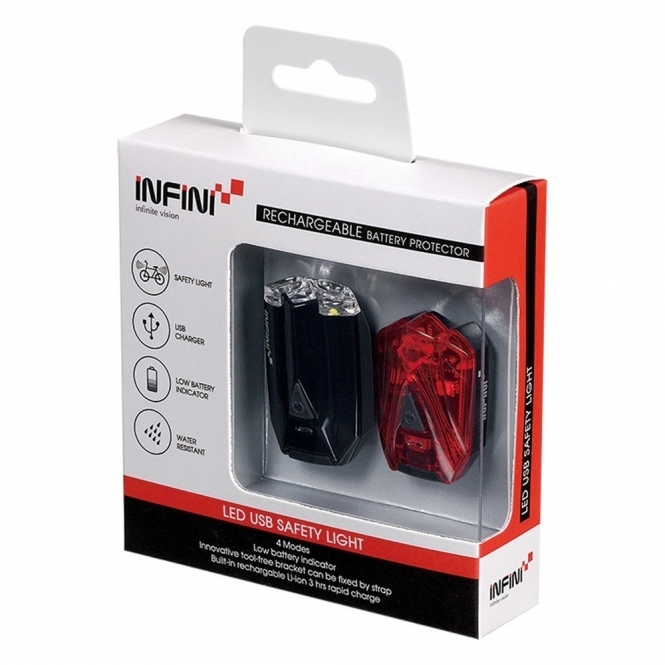 Lava Twin Pack Micro USB Front and Rear Light Set