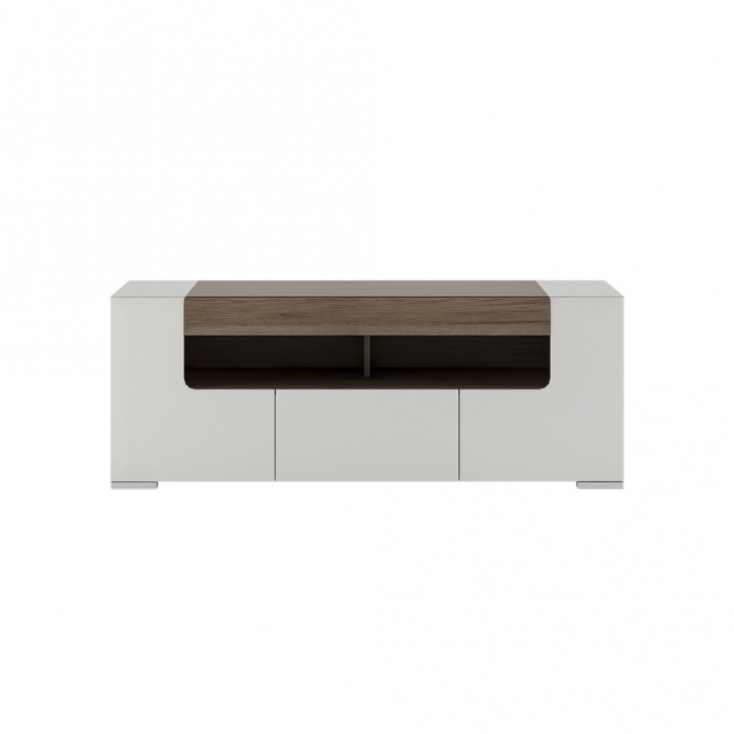 FURTOGO Toronto Tv Cabinet, 1400, White & Black Matt