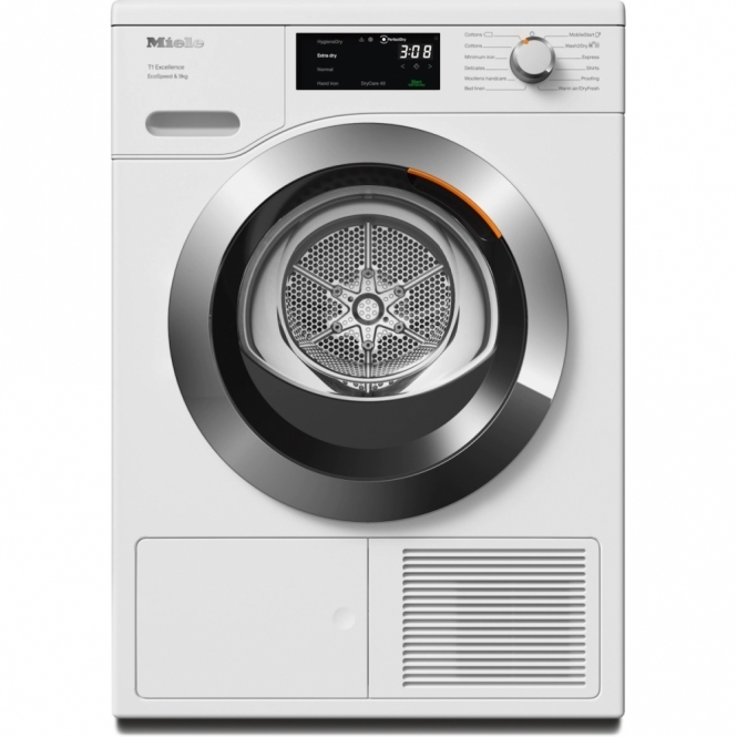 Miele TEH785WP T1 EcoSpeed 9kg, A+++ Energy Rating, Freestanding Heat Pump Tumble Dryer, White