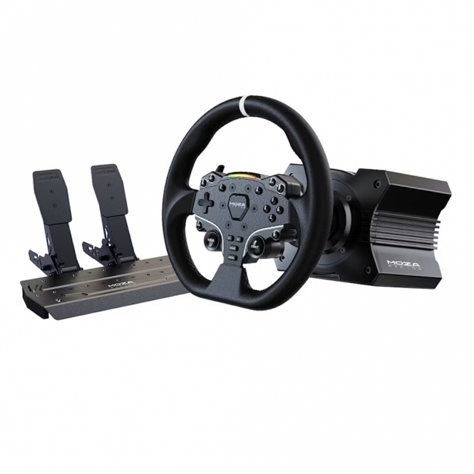 MOZA R5 Racing Simulator Wheel, Wheelbase & Pedal Bundle PC Compatible