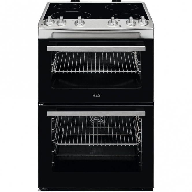 AEG CCX6501ACM 5000 Series 60cm Ceramic Electric Cooker with Double Oven, Stainless Steel