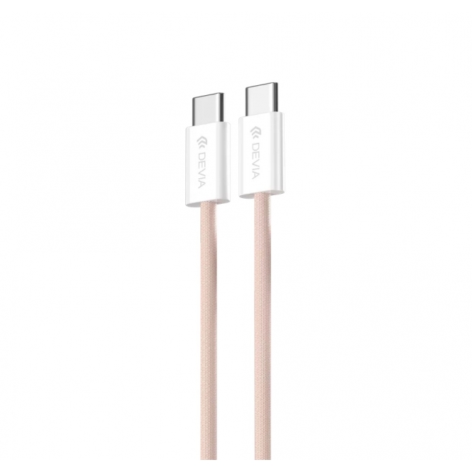 Devia 1m (60W) Woven Braided Power Delivery USB-C to USB-C Cable, Pink