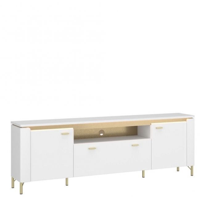 Lazio TV Cabinet, 2003, 2 Door 1 Drawer, Alpine White/White Gloss