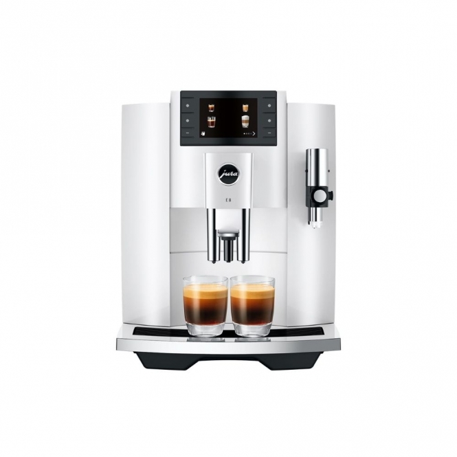 Jura E8 Bean to Cup Coffee Machine, Piano White