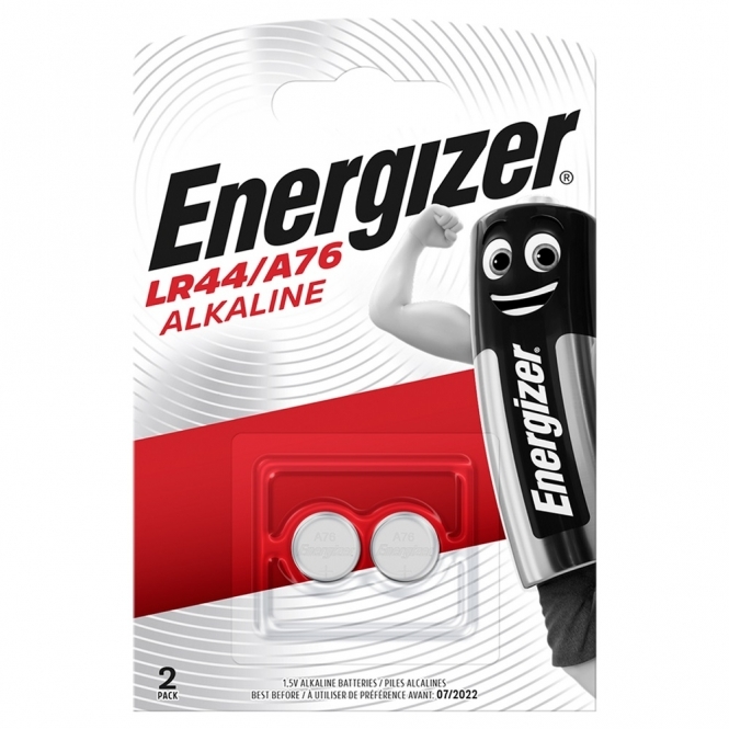 Energizer LR44 A76 Alkaline Button Cell Batteries, Pack of 2