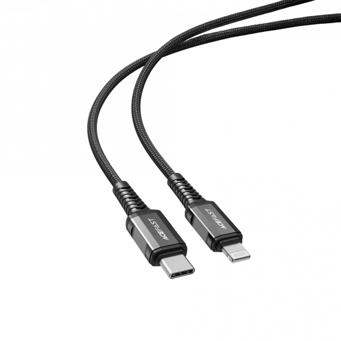 ACEFAST 1.2m (30W) Power Delivery Type C to MFI Lightning Braided Cable, Black