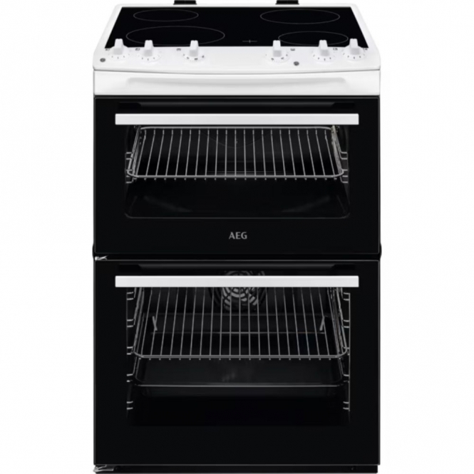 AEG CCX6501ACW 5000 Series 60cm Ceramic Electric Cooker with Double Oven, White