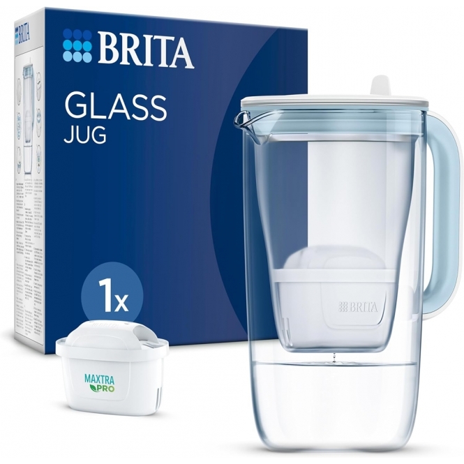 Brita 1050449 Glass Water Filter Jug Light Blue 2.5L