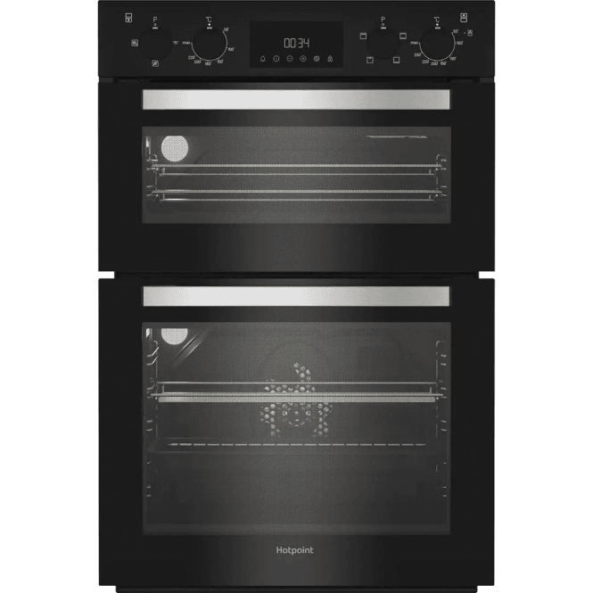 Hotpoint DIH10DB Built-In Electric Fan, Double Oven, Black 