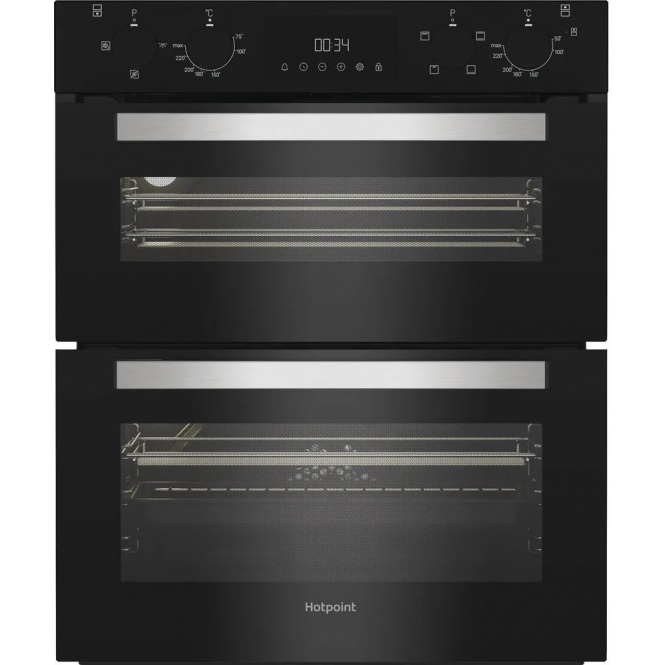 Hotpoint DUH10DB A Energy Rating, 48L Main, 38L Top, Built-Under Electric Fan Double Oven, Black