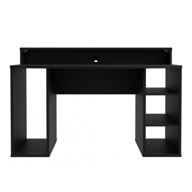 FURTOGO Gaming Desk with RGB LED Lights, 140cm, Black, Matt Black Finish