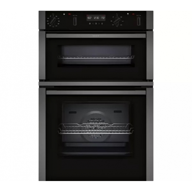Neff U2ACH7AG7B N 50 Built In Electric Double Smart Oven, Pyrolytic, Graphite