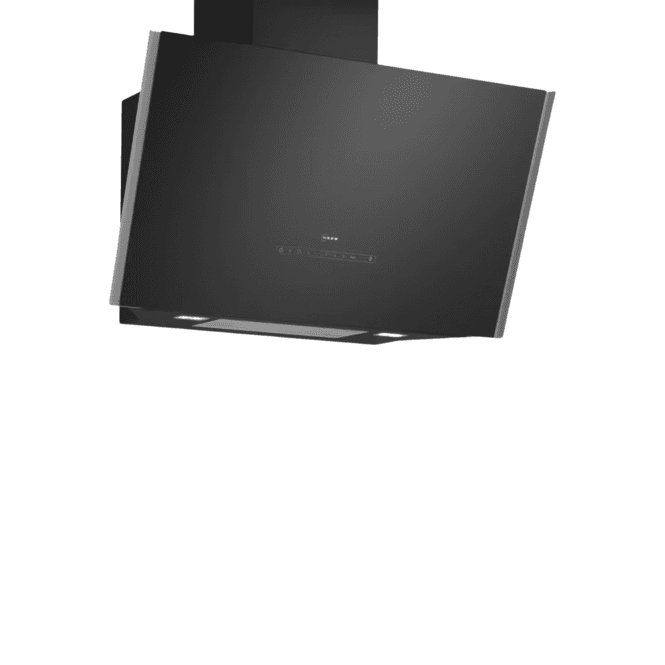 Neff D98IPT2S0B N‑90 90 cm Angled Chimney Cooker Hood, A+ Energy Rated, Black Glass