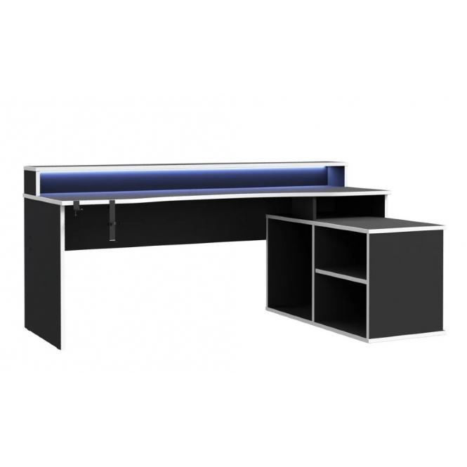 FURTOGO Gaming Desk, 200 cm, Black & White Trim