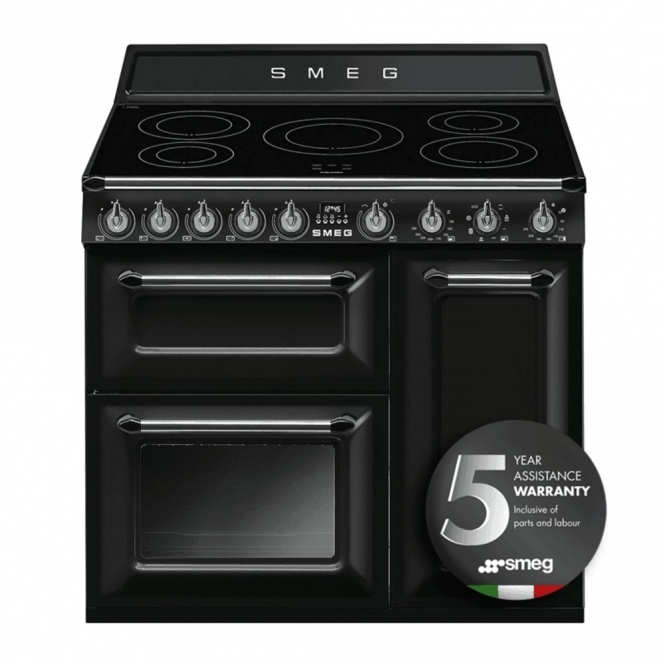 Smeg TR93IBL Victoria 90cm Induction Hob Range Cooker, Black