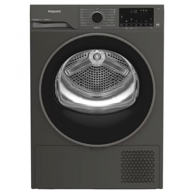 Hotpoint CHD94MGBSUK Fabric Care 9kg A+++ Energy Rating, Freestanding Heat Pump Tumble Dryer, Grey