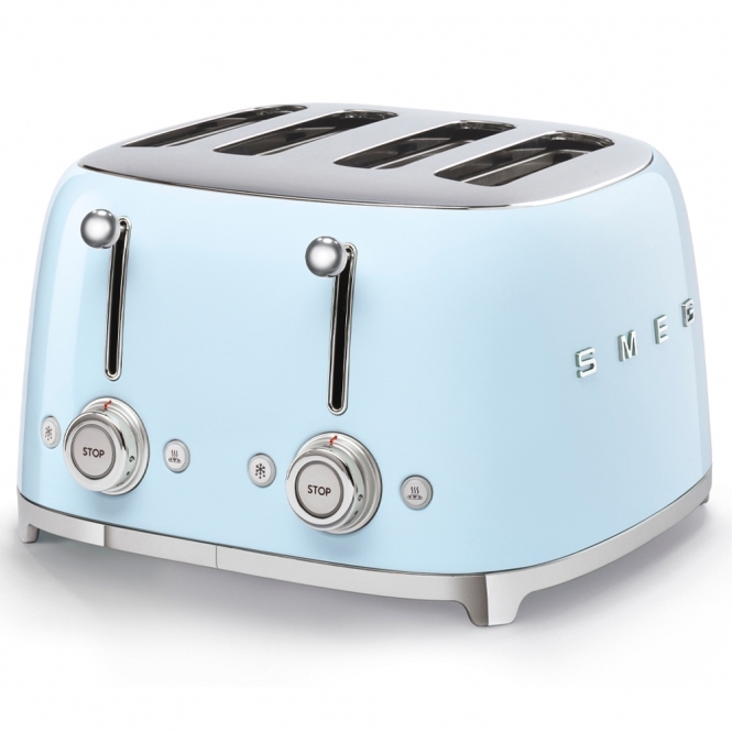 Smeg 50s Style 4-Slice Toaster, Pastel Blue, 2000 W
