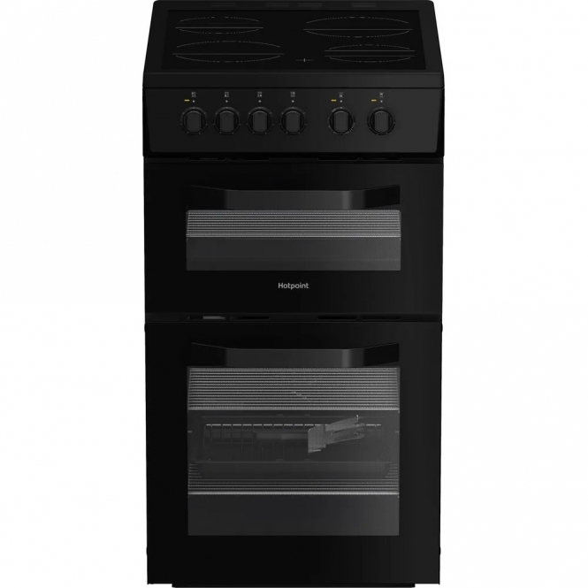 Hotpoint HTE5VCB 50cm Freestanding Electric Ceramic Cooker, Black