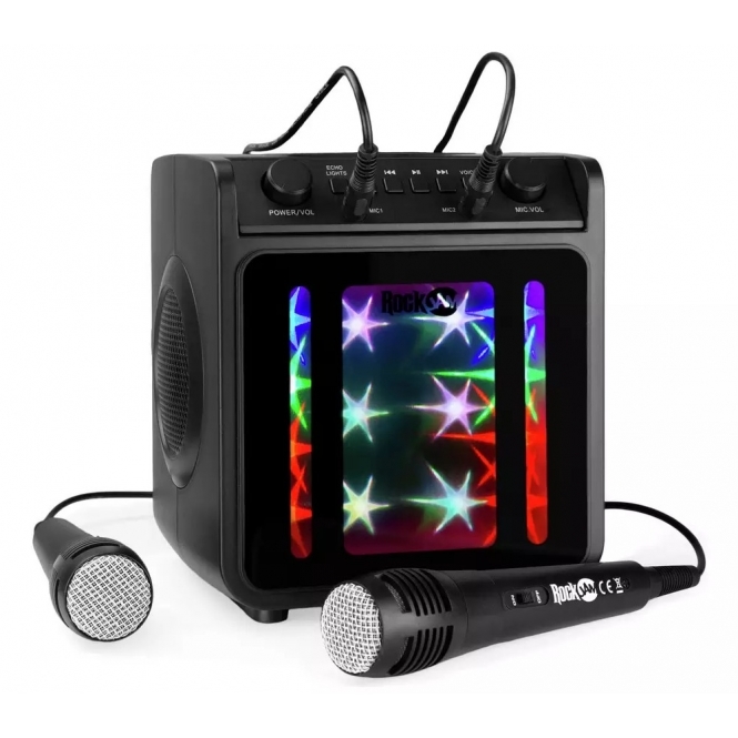 RockJam BT Karaoke Machine, 2 Microphones, LED Lights