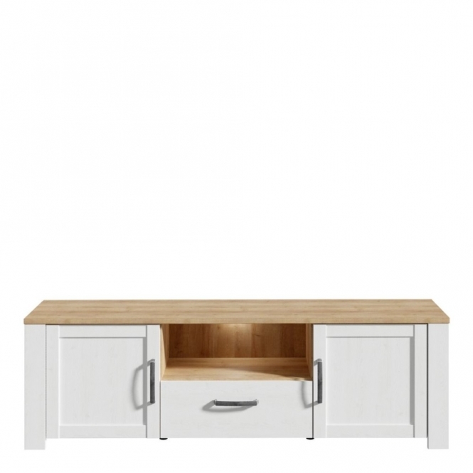 FURTOGO Bohol TV Unit, 2 Doors, White and Oak