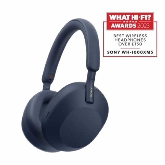Sony WH-1000XM5 Wireless Auto Noise Cancelling Optimizer, Crystal Clear Hands-Free Calling, On Ear Headphones Blue