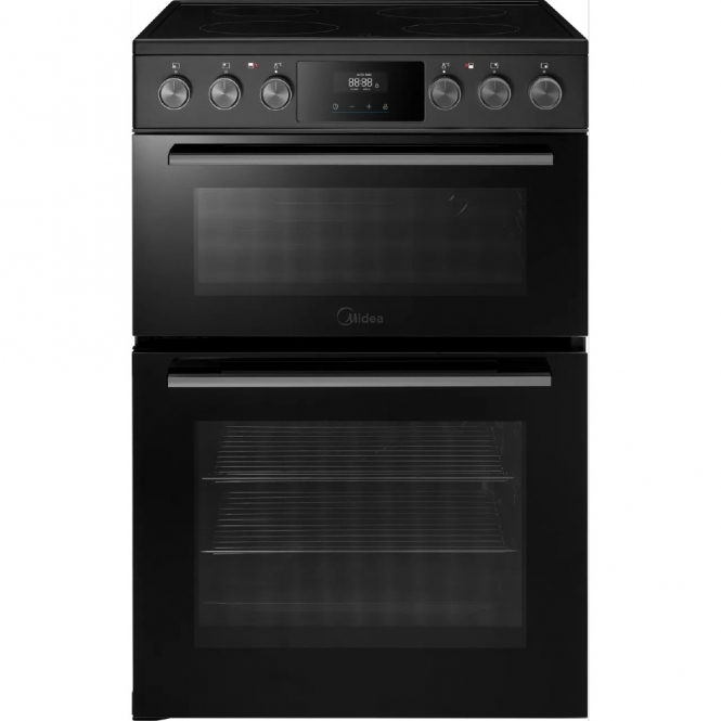Midea MFO24EME4R118BK 60cm Electric Cooker with Double Oven, Ceramic Hob, Black