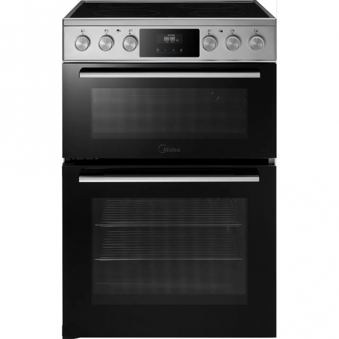 Midea MFO24EME4R118SS 60cm Electric Cooker with Double Oven, Ceramic Hob, Stainless Steel