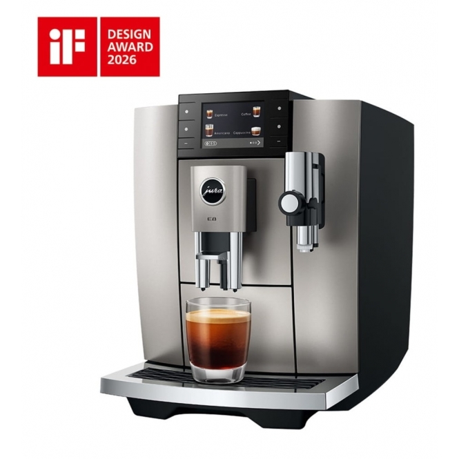 Jura E8 Bean to Cup Coffee Machine, Silver