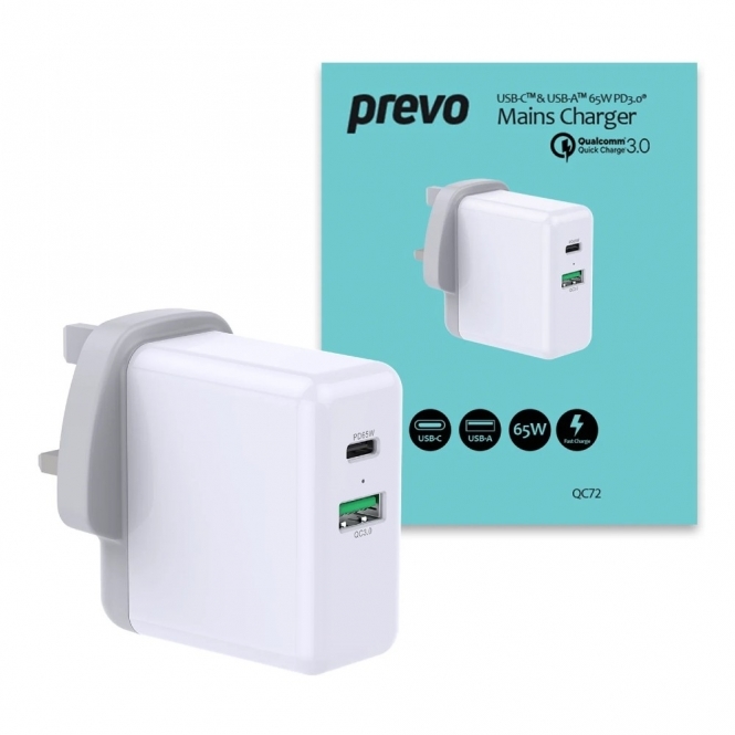 Prevo 65w USB-C & A Charger (Phone/Laptop)