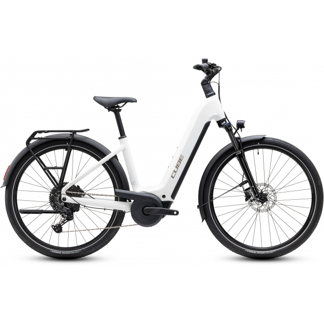 CUBE Touring Hybrid ONE, Easy Entry, 720Wh, Metallic White/Chrome, Various Sizes
