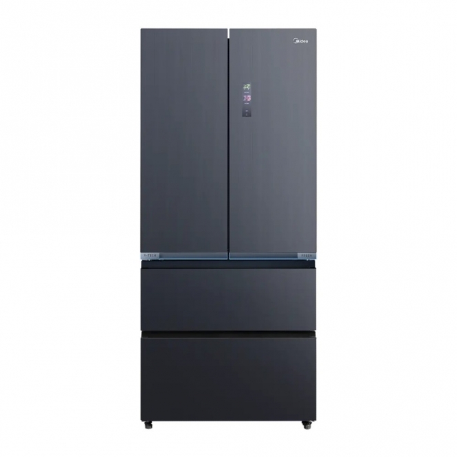 Midea MDRF705BIE70 E Energy Rating, Total No Frost, French Door, 515L Non Plumbed American Style Fridge Freezer, Inox