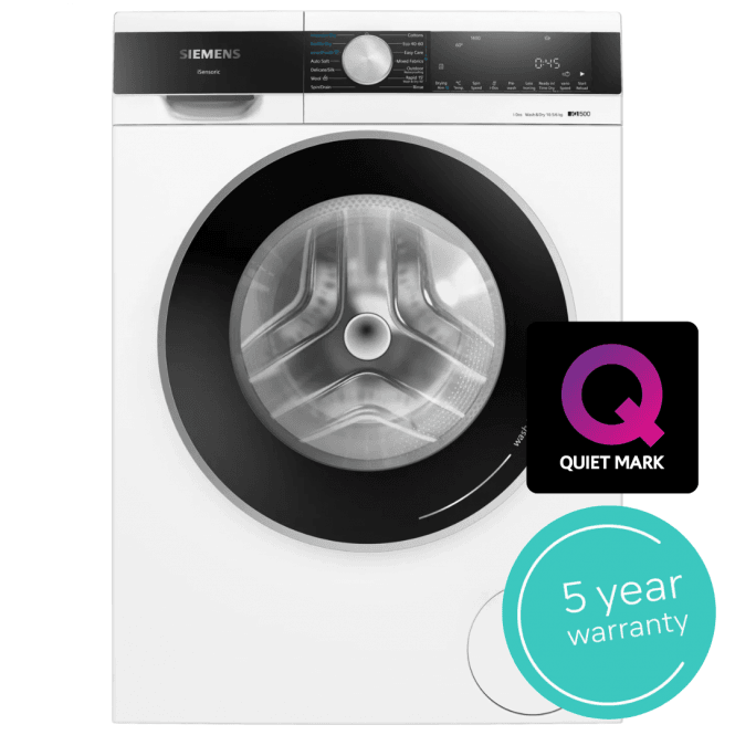 Siemens WN54G1A1GB iQ500 10.5kg Wash, 6kg Dry Load, 1400rpm, D Energy Rating, Freestanding Washer Dryer, White