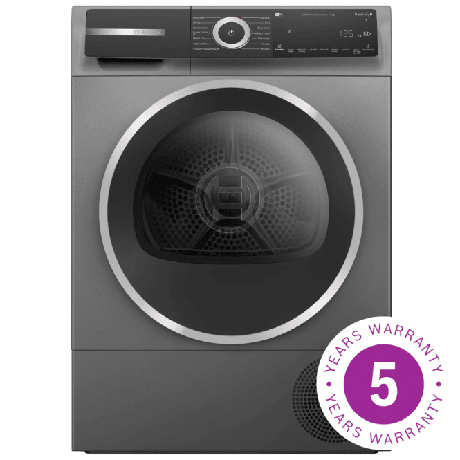 Bosch WQH246DRGB Series 6, A+++ Energy Rating,9 kg Heat Pump Tumble Dryer, Cast Iron Grey