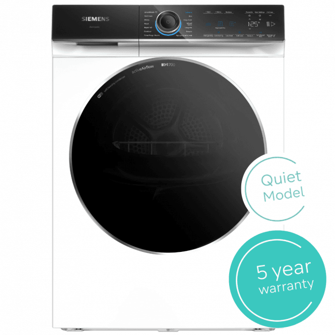 Siemens WR47B2C9GB iQ700 9kg, A+++ Energy Rating, Heat Pump Tumble Dryer, White