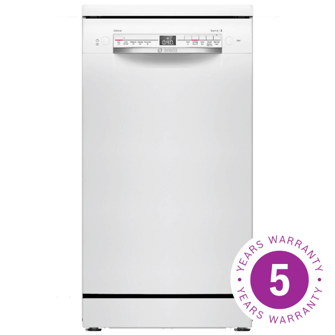 Bosch SPS2IKW01G Series 2, 9 Place Setting, F Energy Rating Freestanding Dishwasher, 45cm, White