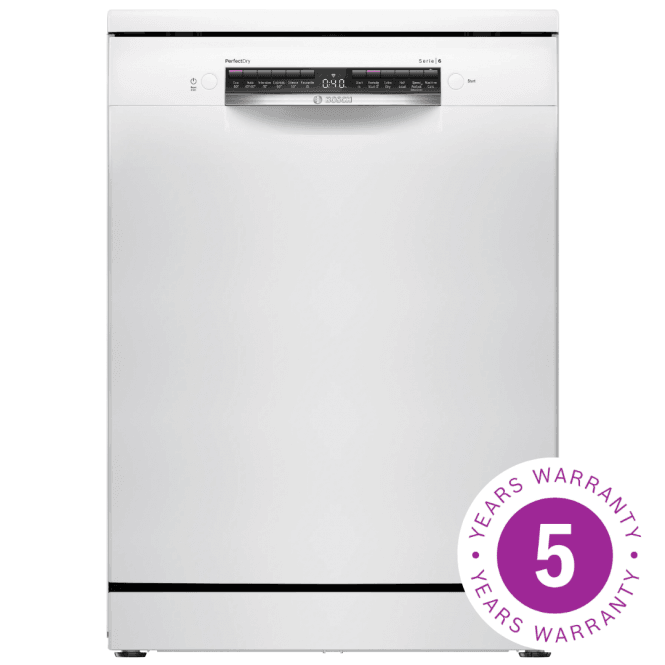 Bosch SMS6ZCW10G Series 6, 14 Place Setting, B Energy Rating Freestanding Dishwasher, 60cm, White