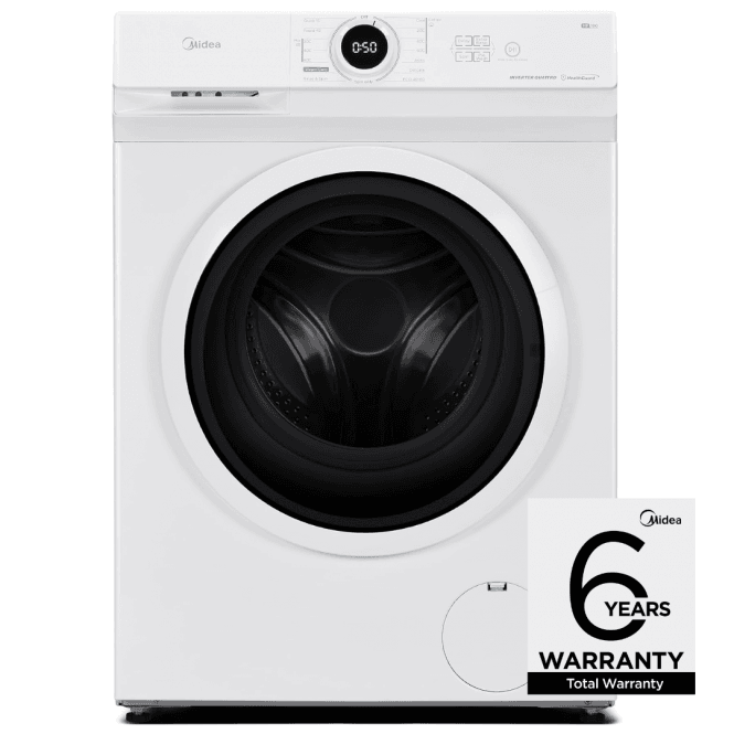 Midea MF10EW90BA 9kg, 1400rpm, A Energy Rating, Freestanding Washing Machine, White