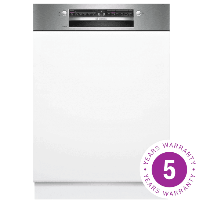 Bosch SMI2HTS06G Series 2, 13 Place Setting, C Energy Rating Semi Built-In 60cm Dishwasher, Brushed Steel