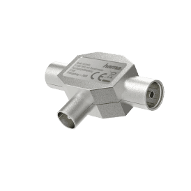 Antenna Splitter, Coax Plug - 2 Coax Sockets, Metal