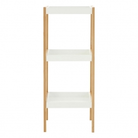 Nostra Three Tiers Natural Shelf Unit, White