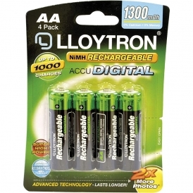 AA Ni-MH 1300mAh, Rechargeable Batteries, Pack of 4