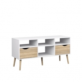 Oslo Wide TV Unit, 1250, White & Oak