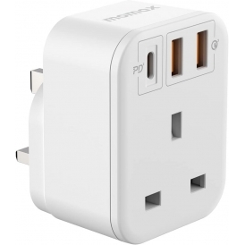 USB Plug Charger UK OnePlug PD 20W Type C and 2 USB Ports Wall Socket Adapter