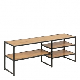Seaford TV Unit 1200, Black Metal and Oak