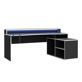 Gaming Desk, 200 cm, Black & White Trim