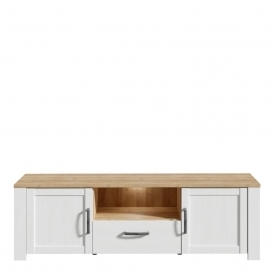 Bohol TV Unit, 2 Doors, White and Oak