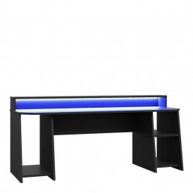 Tezaur Wide Gaming Desk with RGB Colour-Changing LED, 200 cm, Black Finish